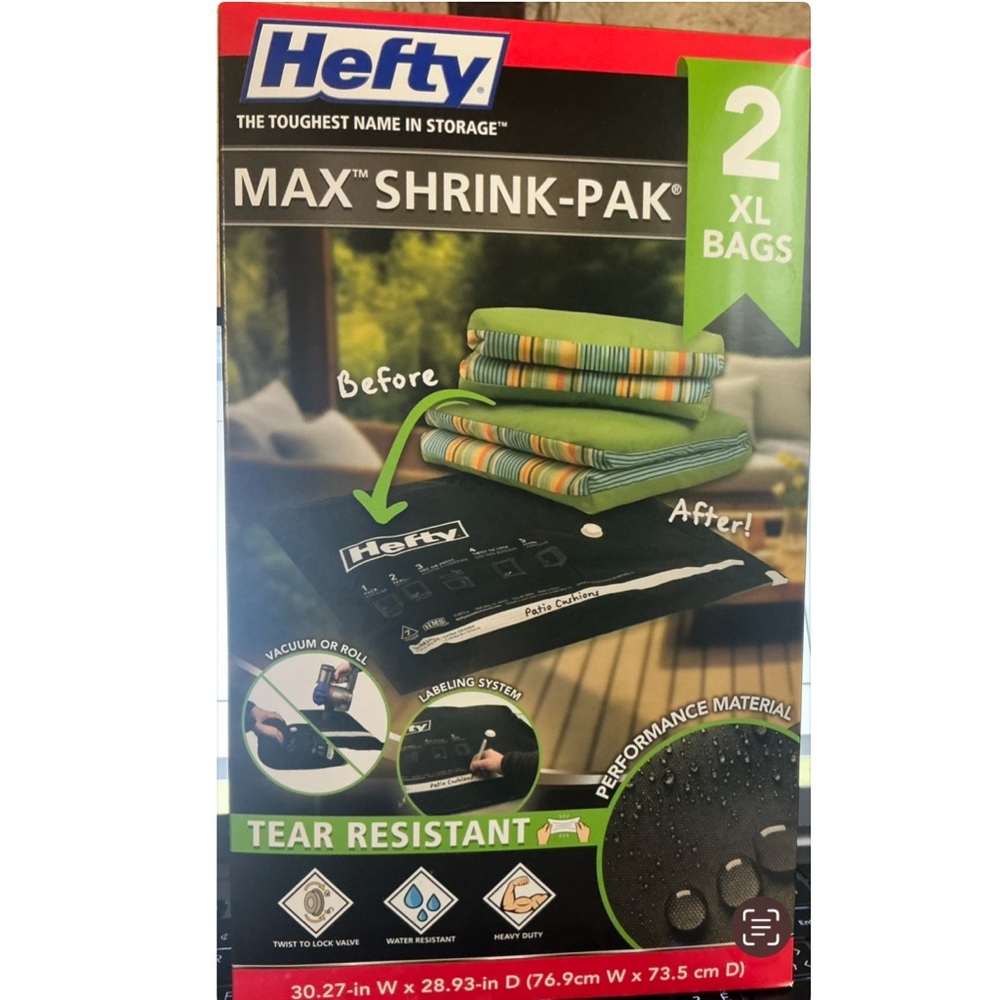HEFTY Max Shrink-Pak Vacuum Storage Bags - Set of 2 XL Bags.  NWOT